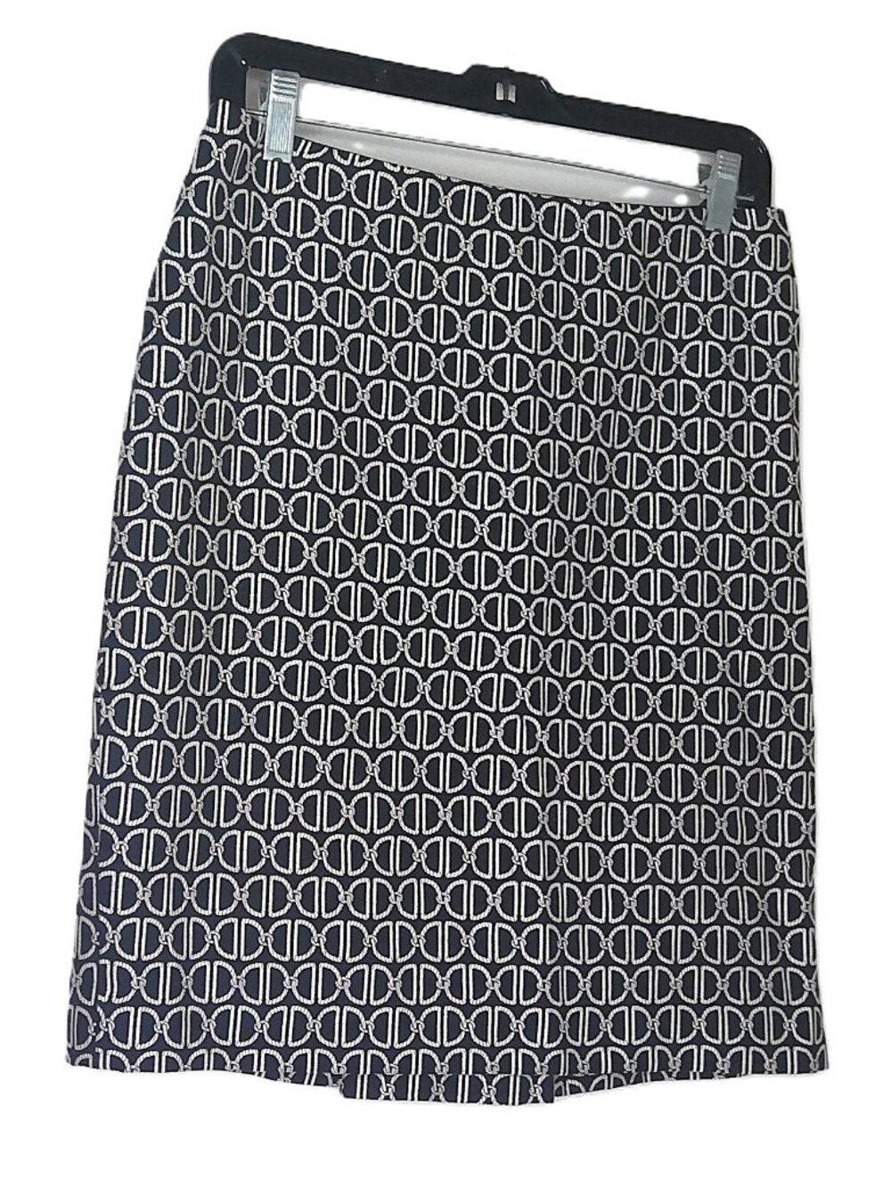 White House Black Market Pencil Skirt W/ Kick Pleat Nautical Rope Chain Print  4